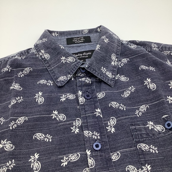 Eighty Eight‎ Men’s Platinum Short Sleeve Blue Pineapple Shirt Size Medium - Picture 1 of 4